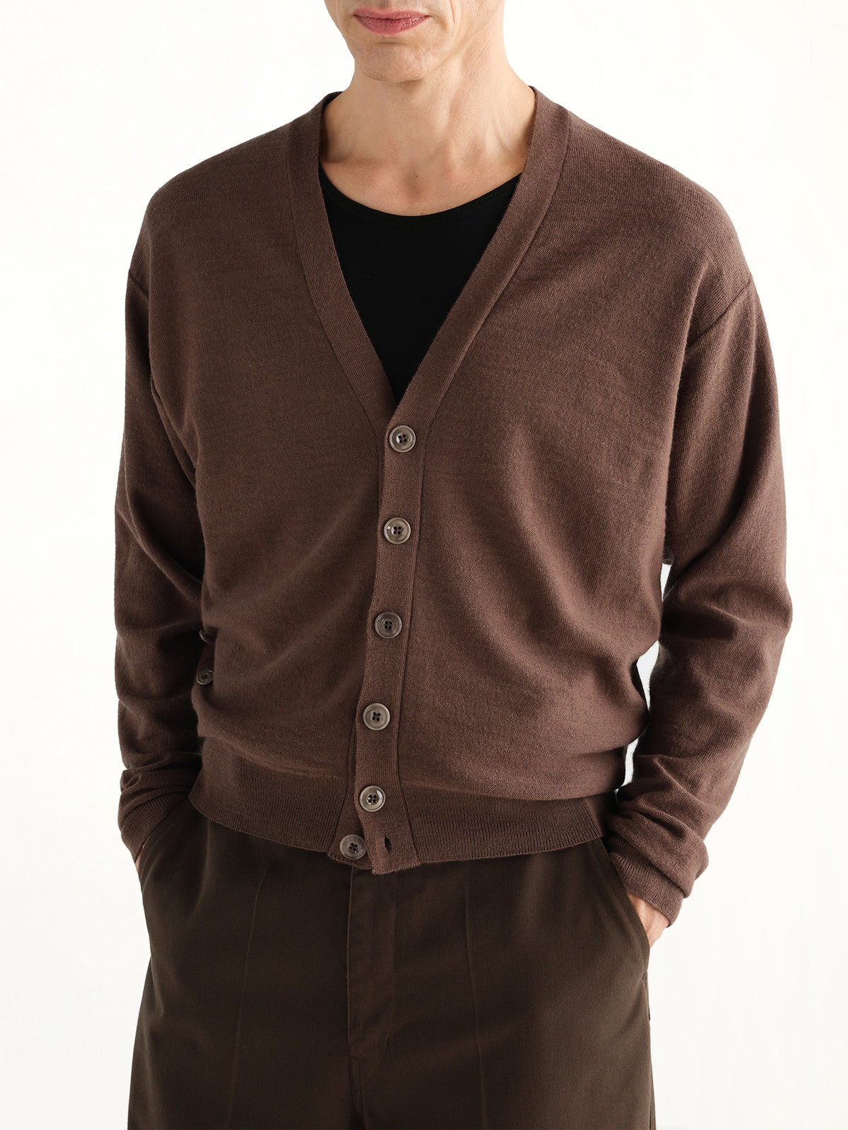Relaxed Twisted Cardigan in Shitake