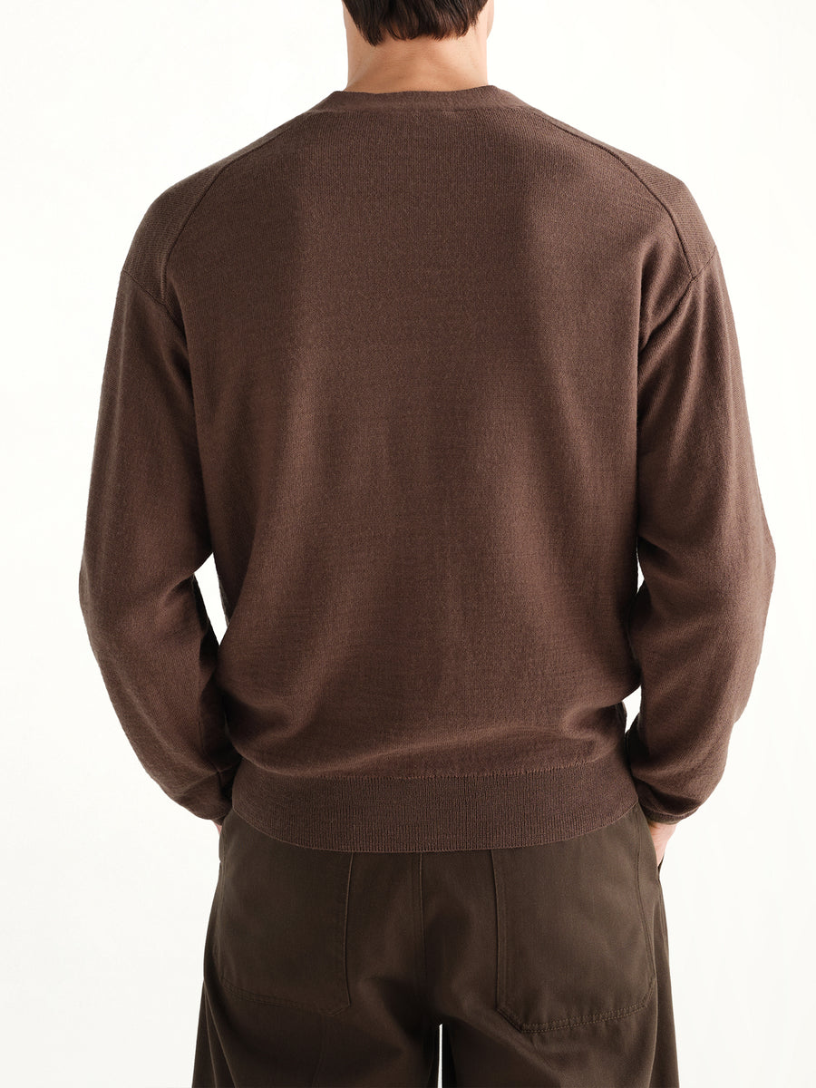 Relaxed Twisted Cardigan in Shitake