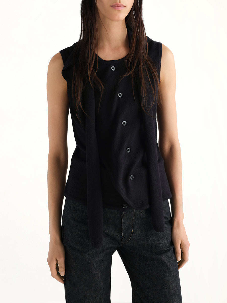 Asymmetrical Vest in Black