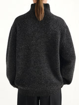High Neck Sweater in Black/Mink Brown