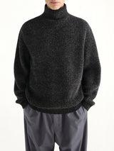 High Neck Sweater in Black/Mink Brown