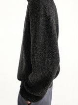 High Neck Sweater in Black/Mink Brown