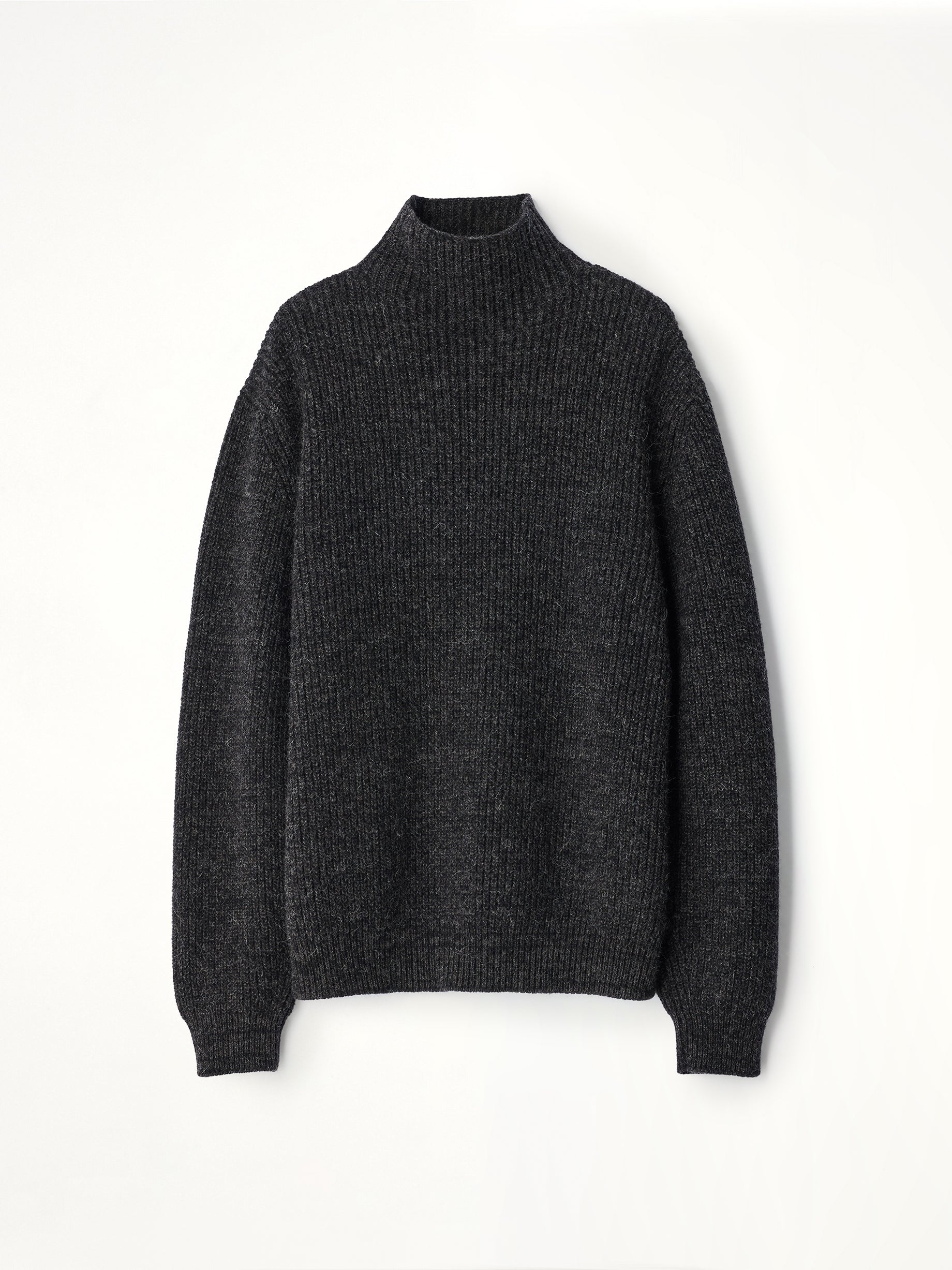 High Neck Sweater in Black/Mink Brown