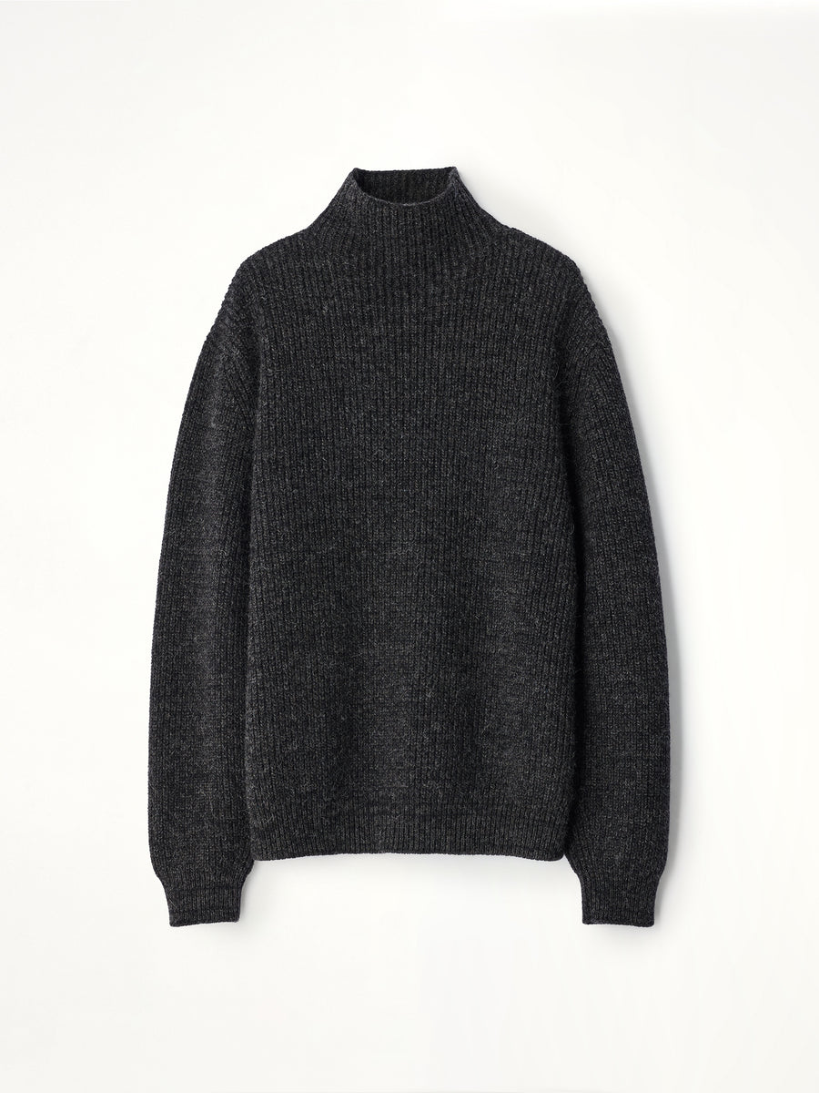 High Neck Sweater in Black/Mink Brown