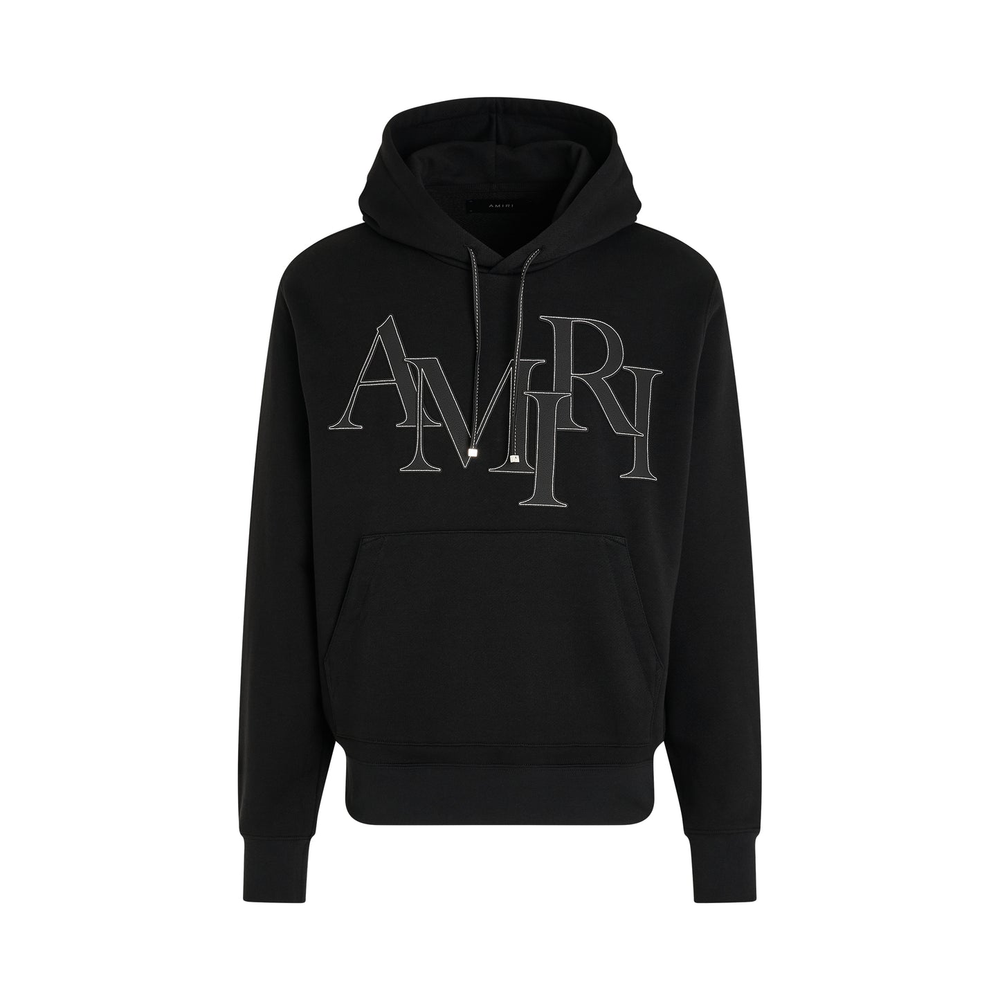 Staggered Logo Hoodie in Black