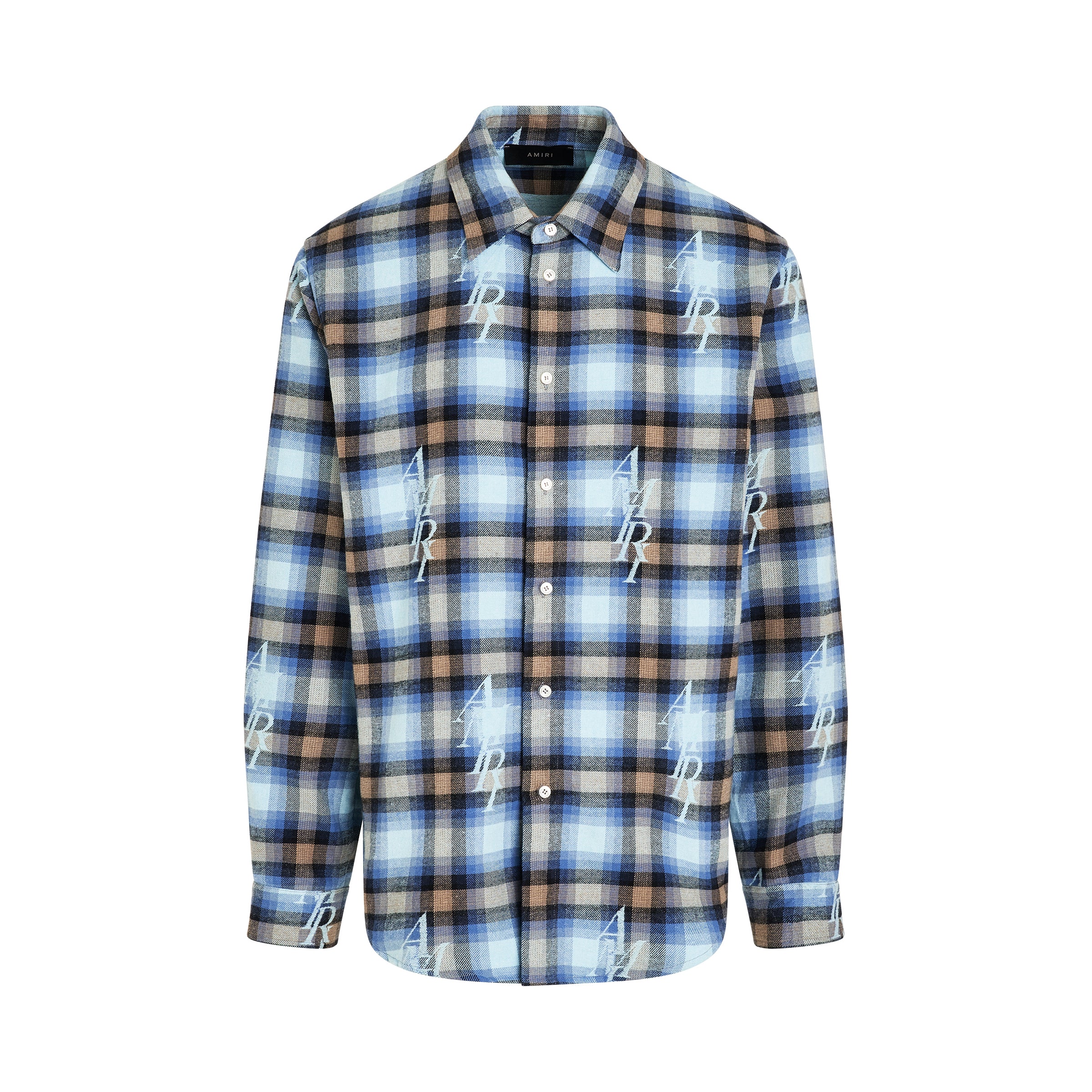 Amiri Staggered Plaid Flannel in Blue