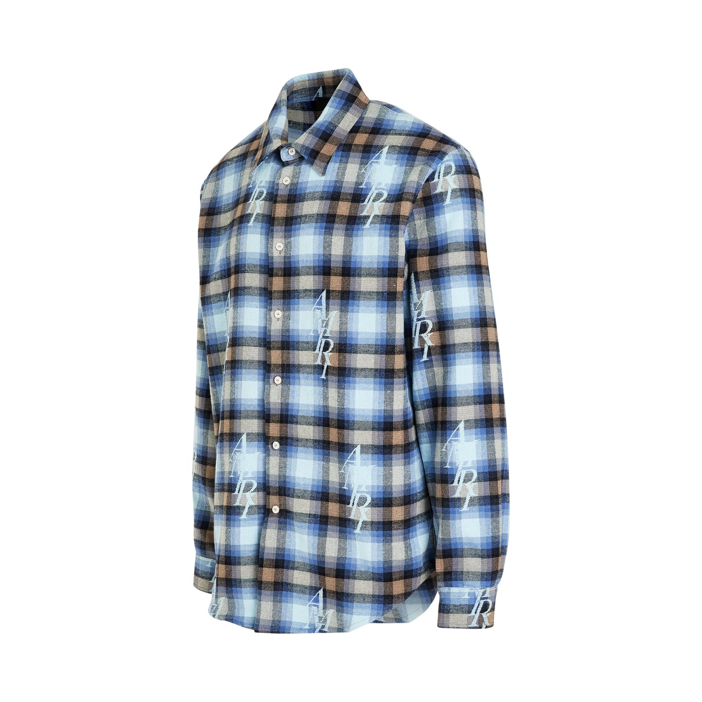 Amiri Staggered Plaid Flannel in Blue