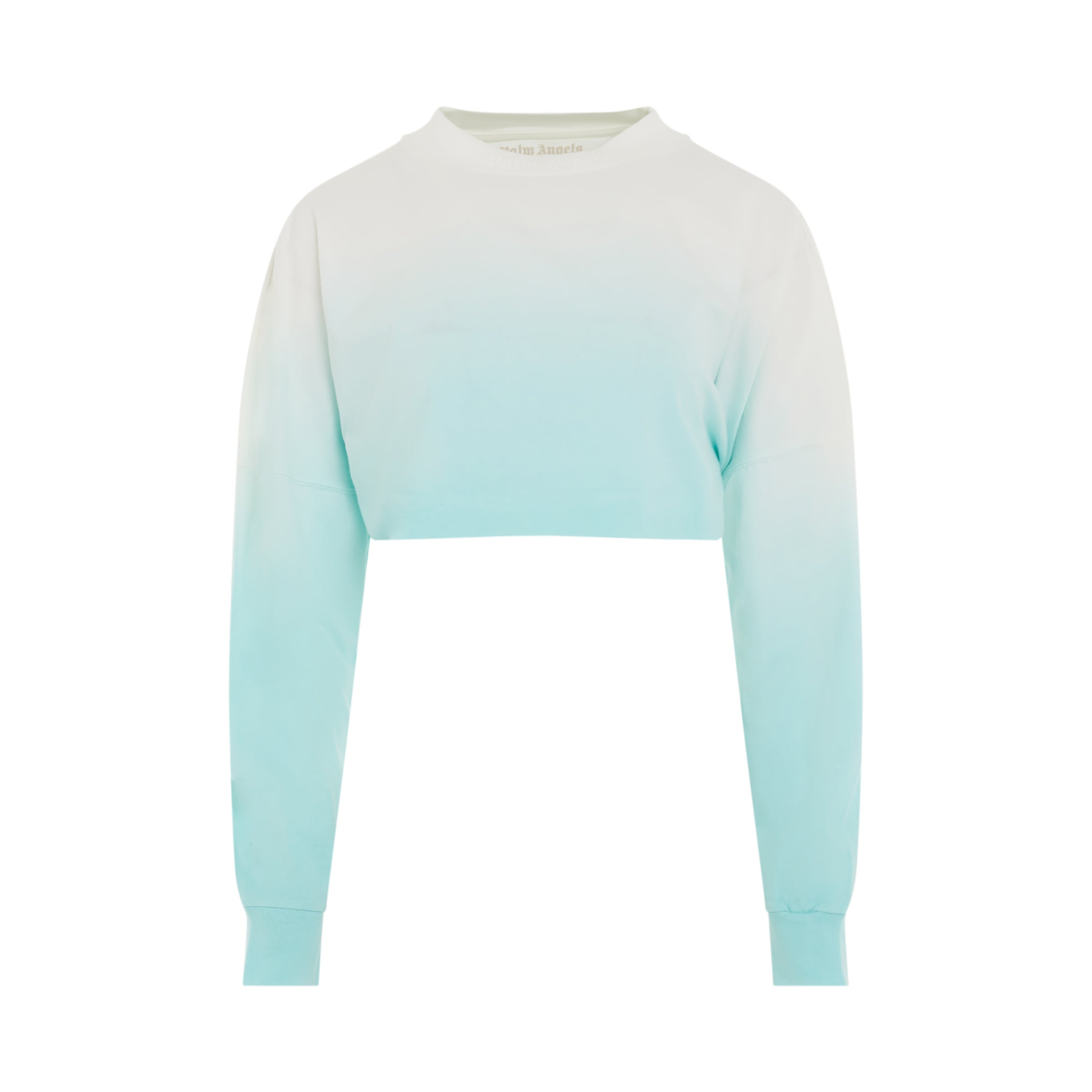 Gradient Cropped Overlogo T-Shirt in Light Blue