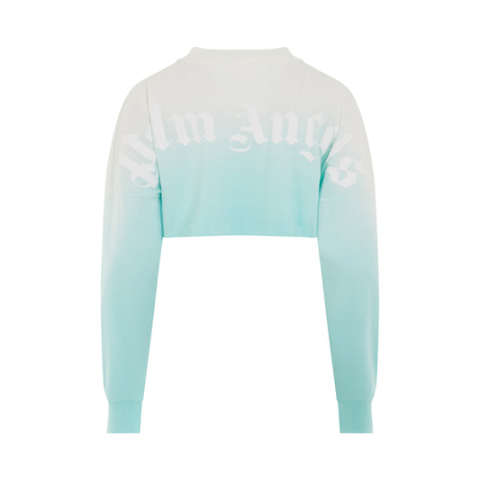 Gradient Cropped Overlogo T-Shirt in Light Blue