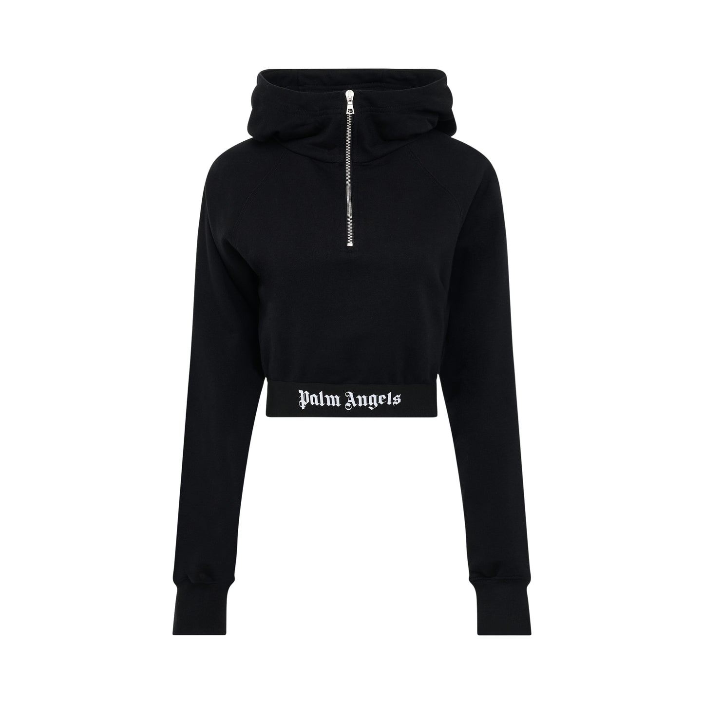 Logo Tape Zipped Hoodie in Black