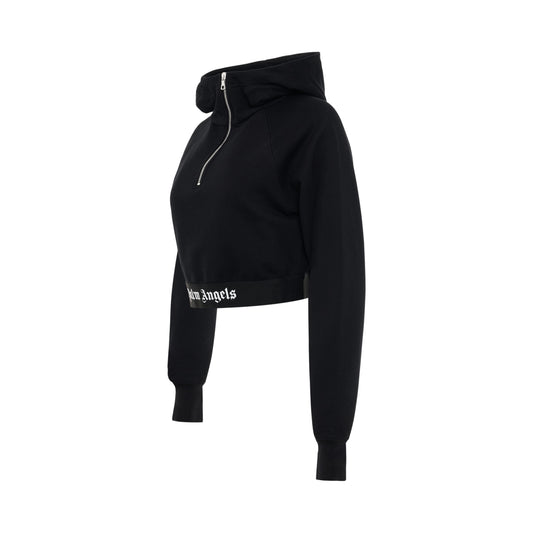 Logo Tape Zipped Hoodie in Black