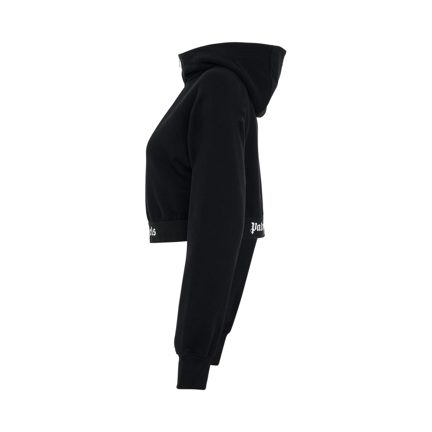 Logo Tape Zipped Hoodie in Black