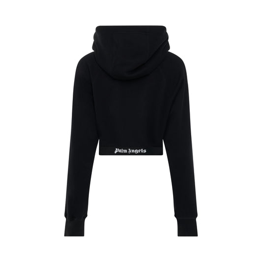 Logo Tape Zipped Hoodie in Black