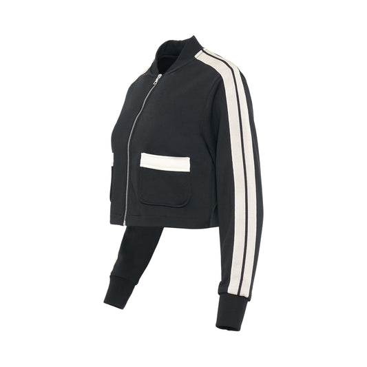 Stripe-Pocket Track Jacket in Black/Off White