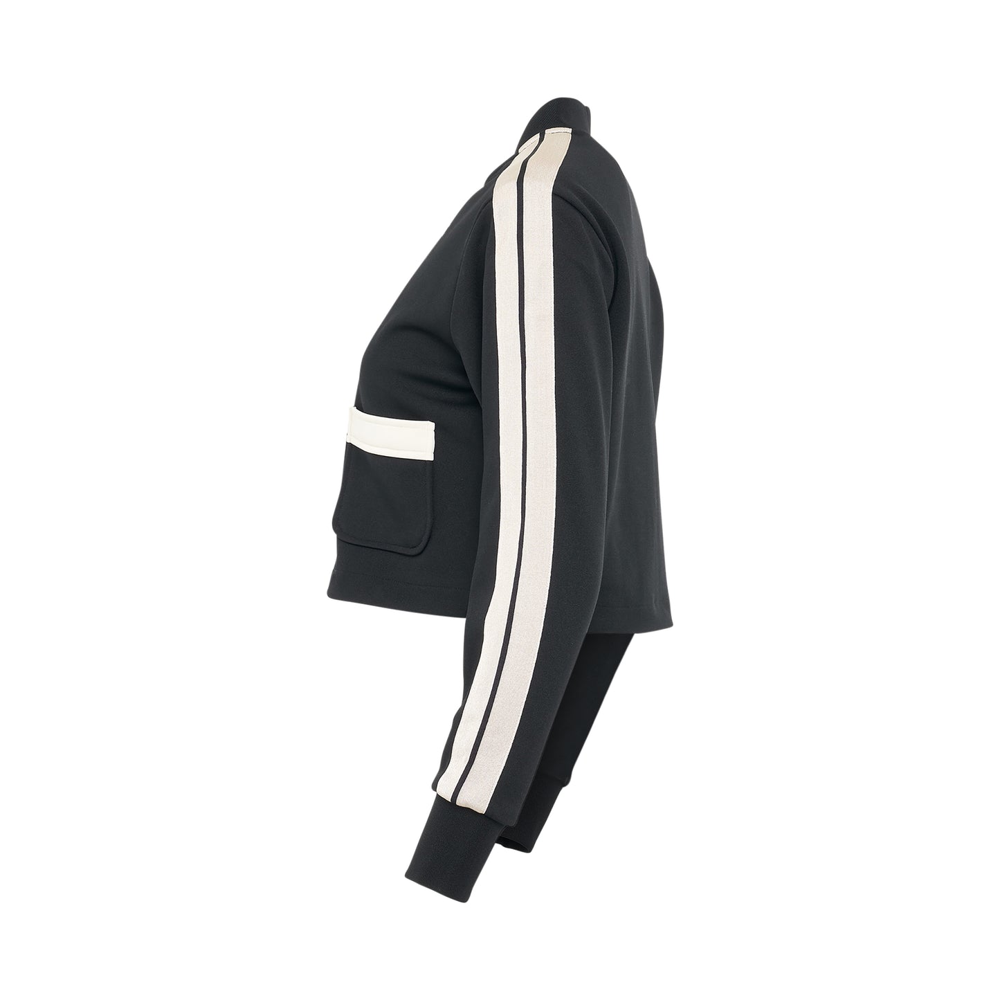 Stripe-Pocket Track Jacket in Black/Off White