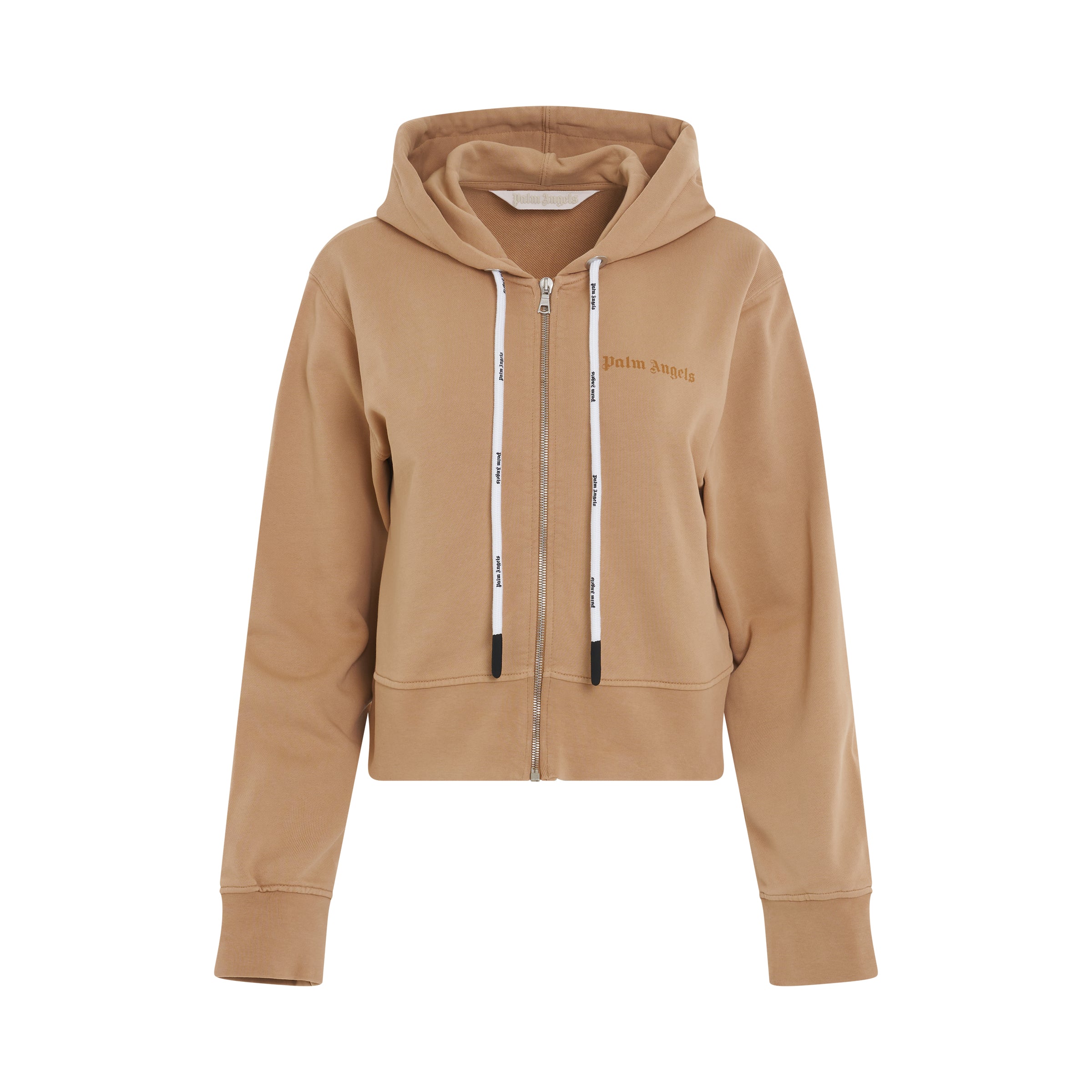 GD Reversed Logo Zip Fit Hoodie in Beige