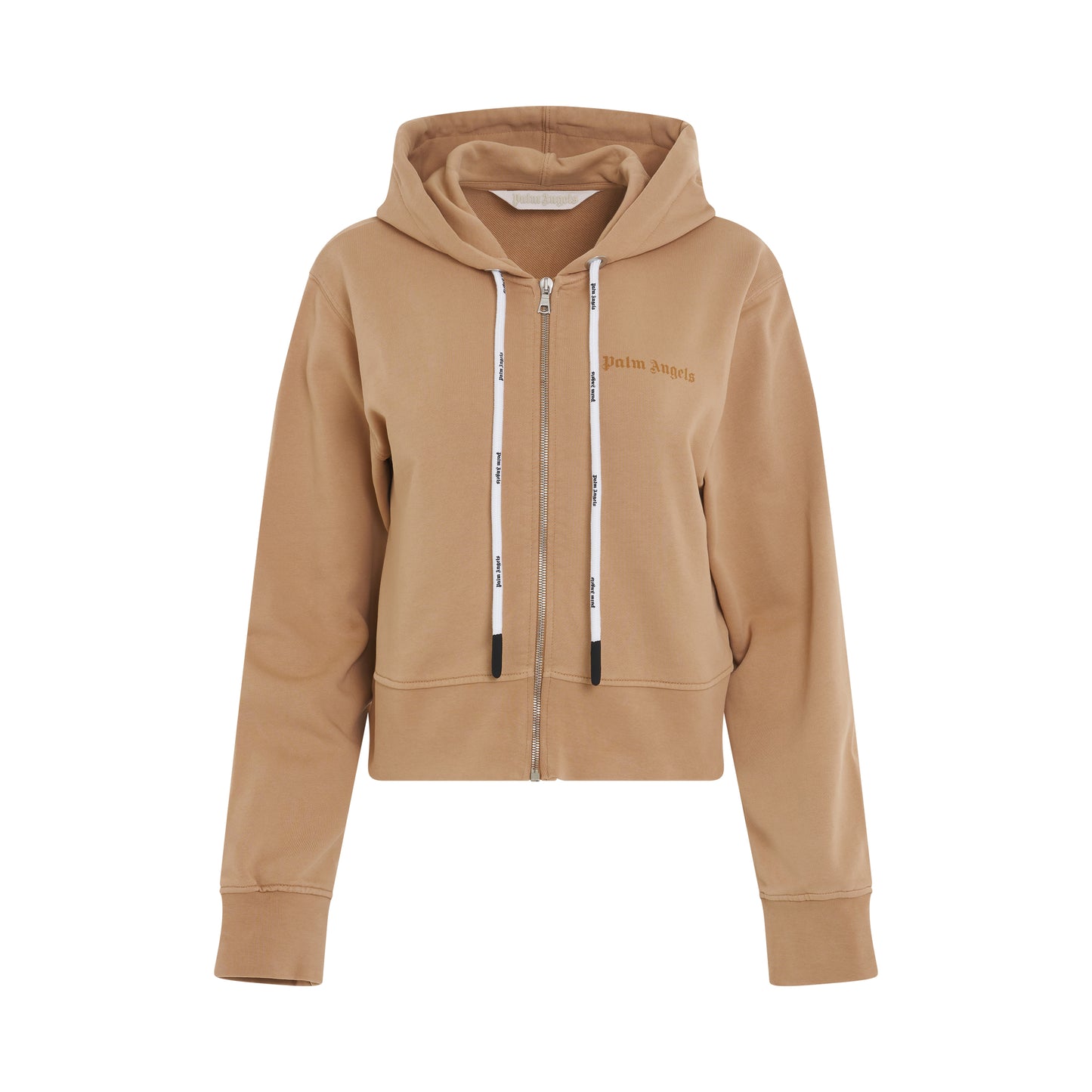 GD Reversed Logo Zip Fit Hoodie in Beige