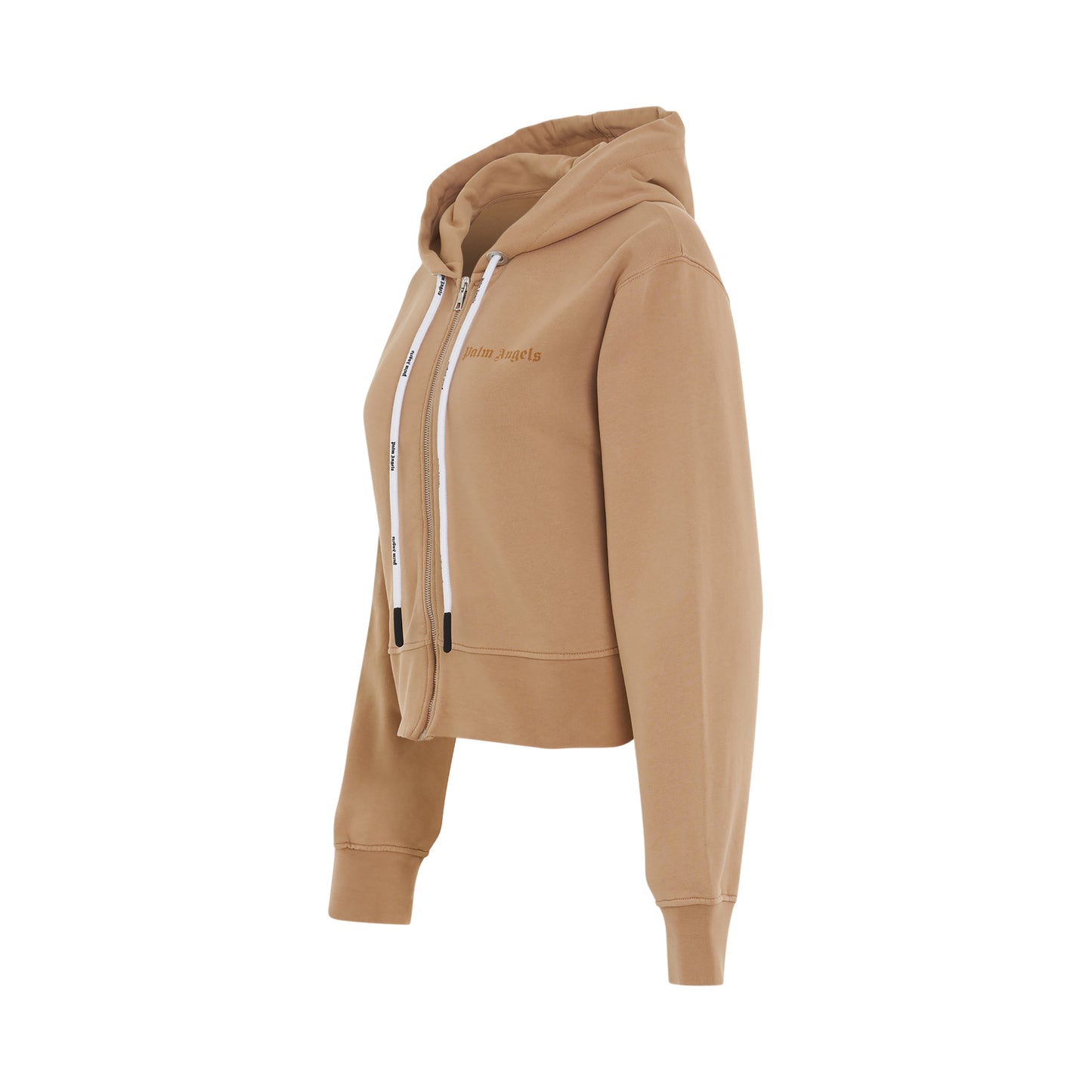 GD Reversed Logo Zip Fit Hoodie in Beige