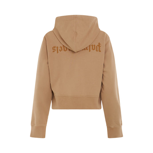 GD Reversed Logo Zip Fit Hoodie in Beige