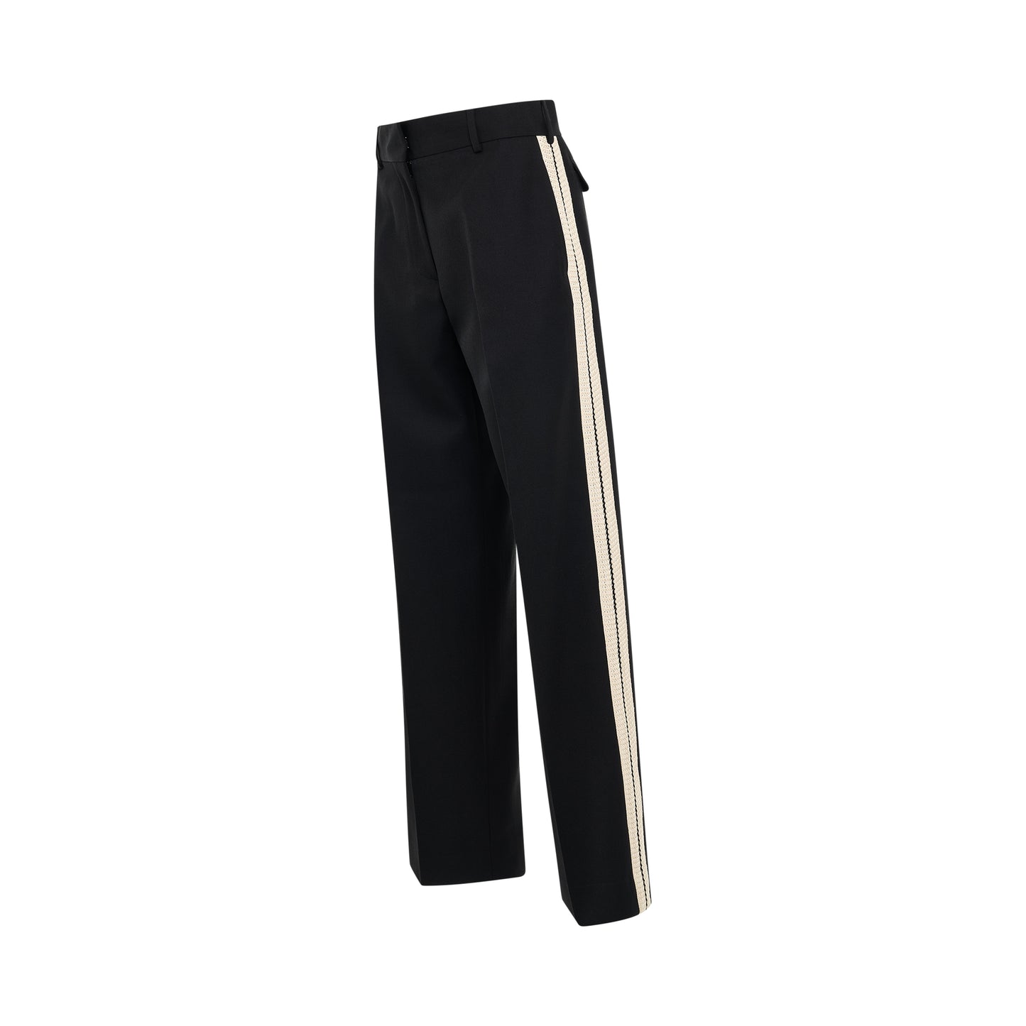 Knit Tape Suit Pants in Black/Off White