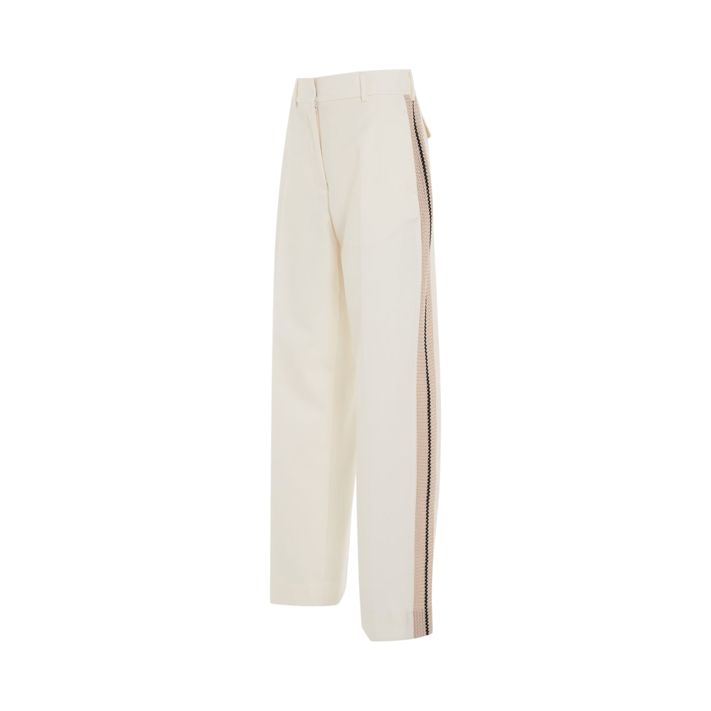 Knit Tape Suit Pants in Butter/Off White