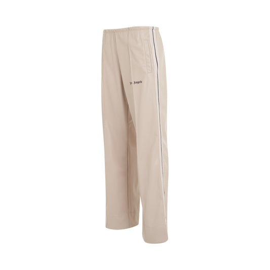 Leather Effect Loose Fit Track Pants in Butter/Off White