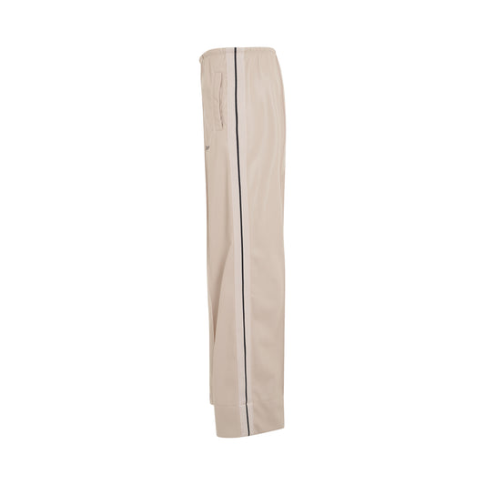 Leather Effect Loose Fit Track Pants in Butter/Off White