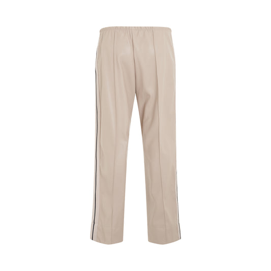 Leather Effect Loose Fit Track Pants in Butter/Off White