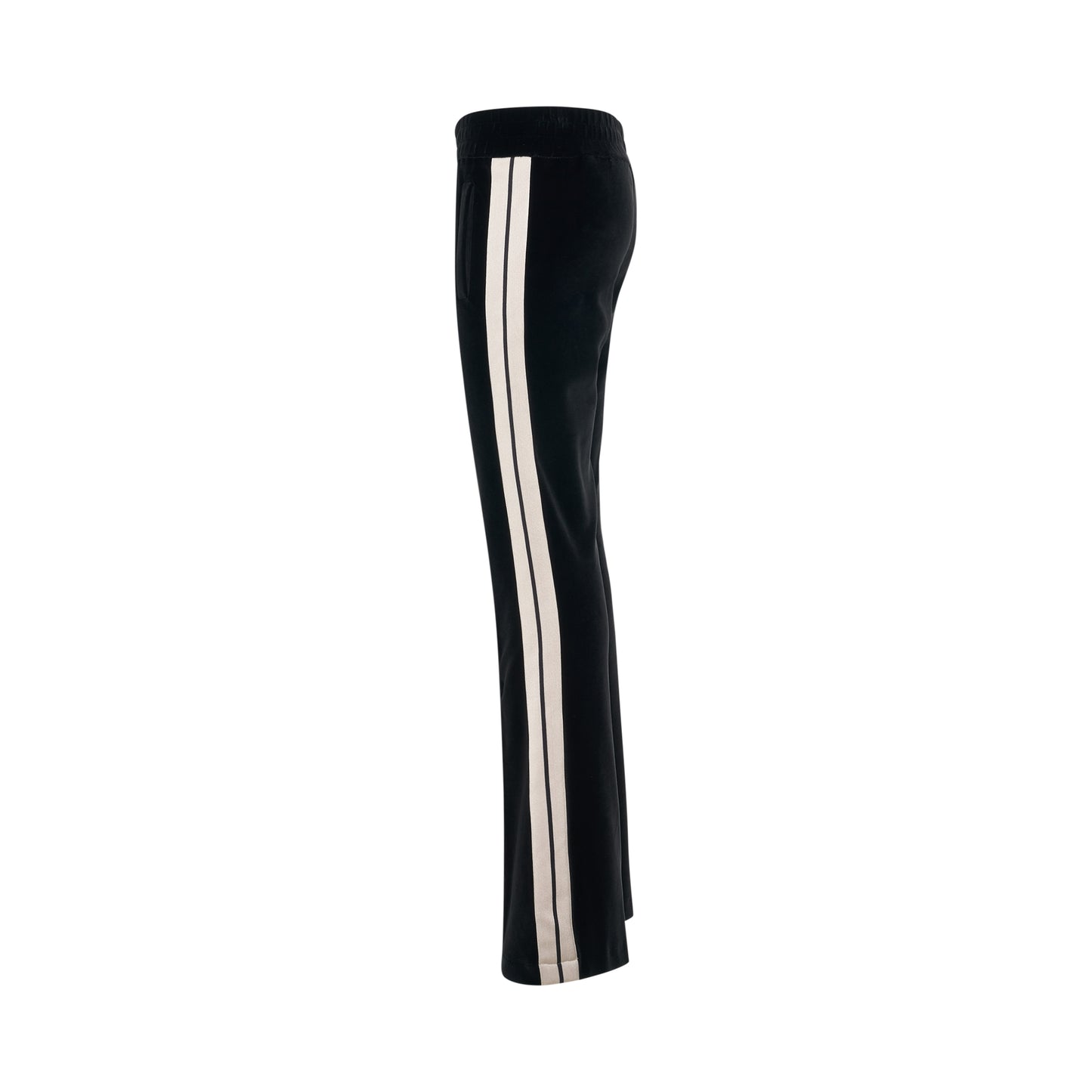 Velvet Flare Track Pants in Black/Off White