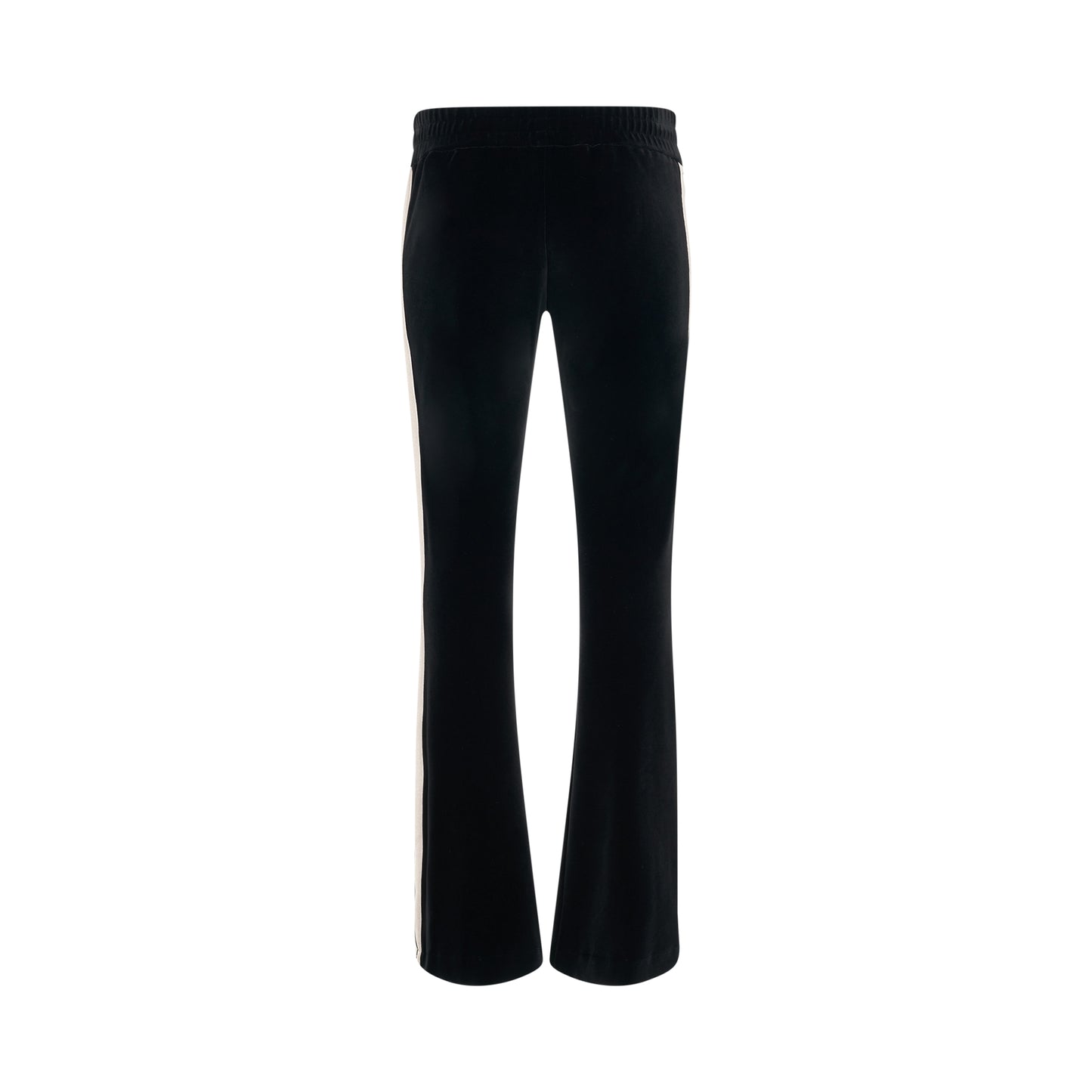 Velvet Flare Track Pants in Black/Off White