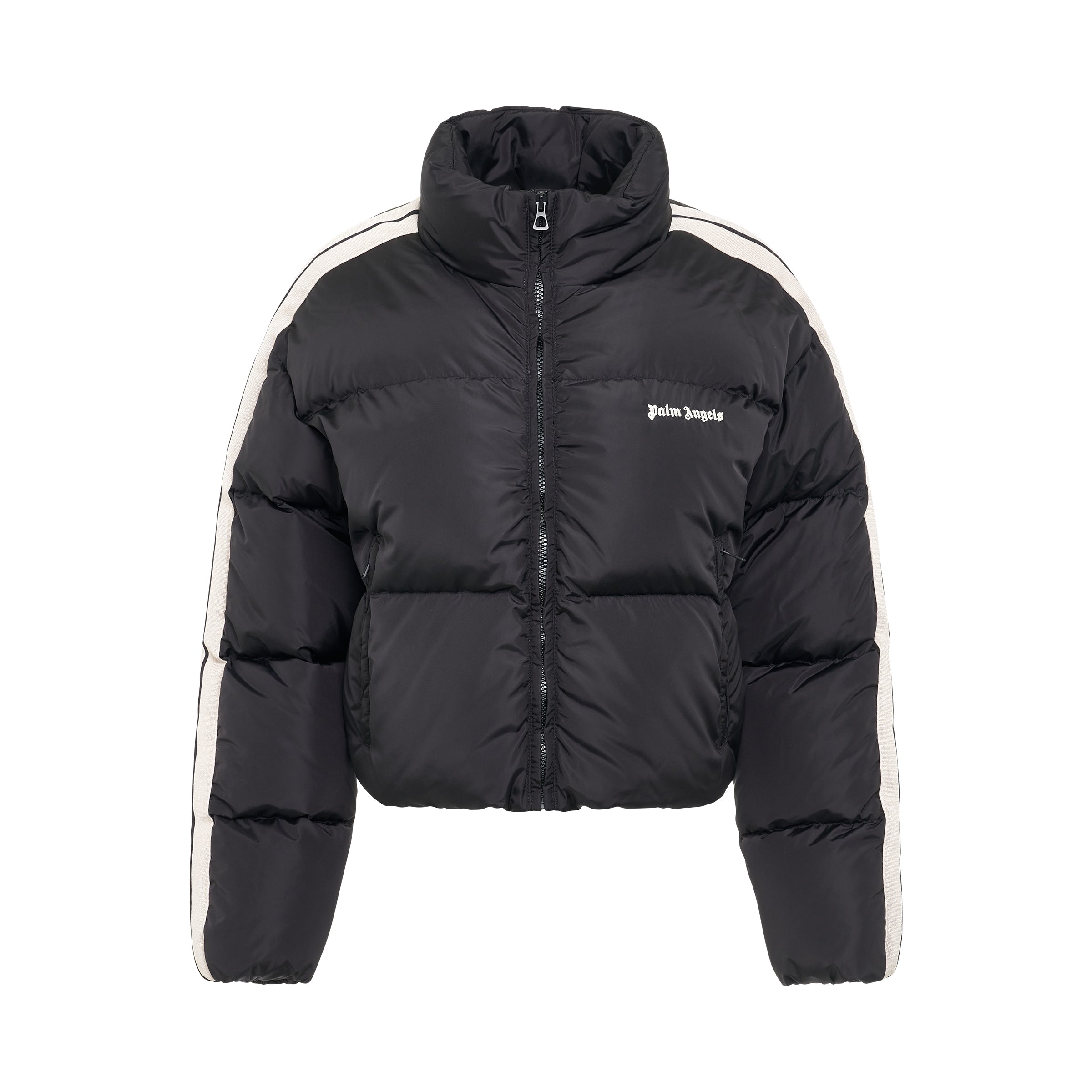 Crop Track Down Jacket in Black/White