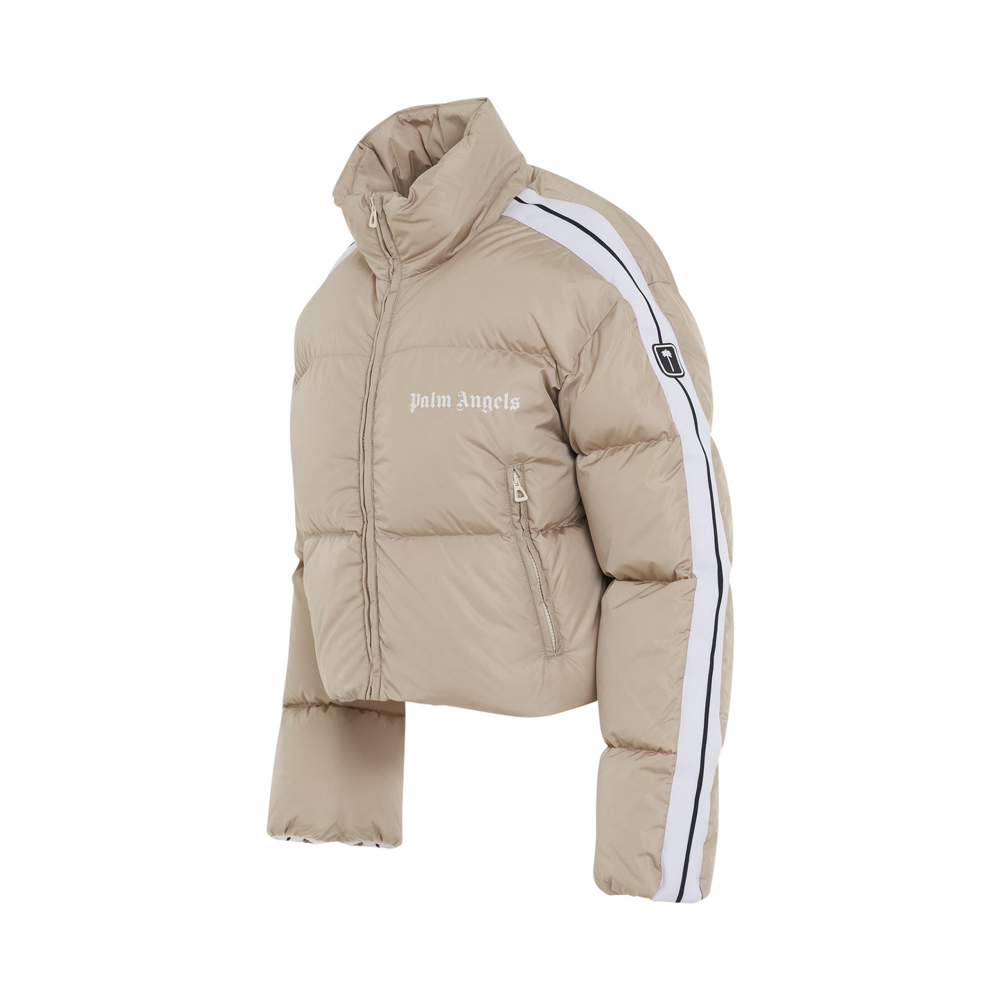 Cropped Track Down Jacket in Butter/White