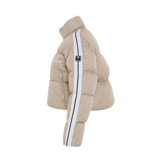 Cropped Track Down Jacket in Butter/White