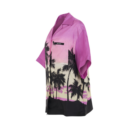 Pink Sunset Bowling Oversize Shirt in Purple/Black