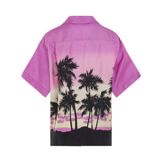 Pink Sunset Bowling Oversize Shirt in Purple/Black