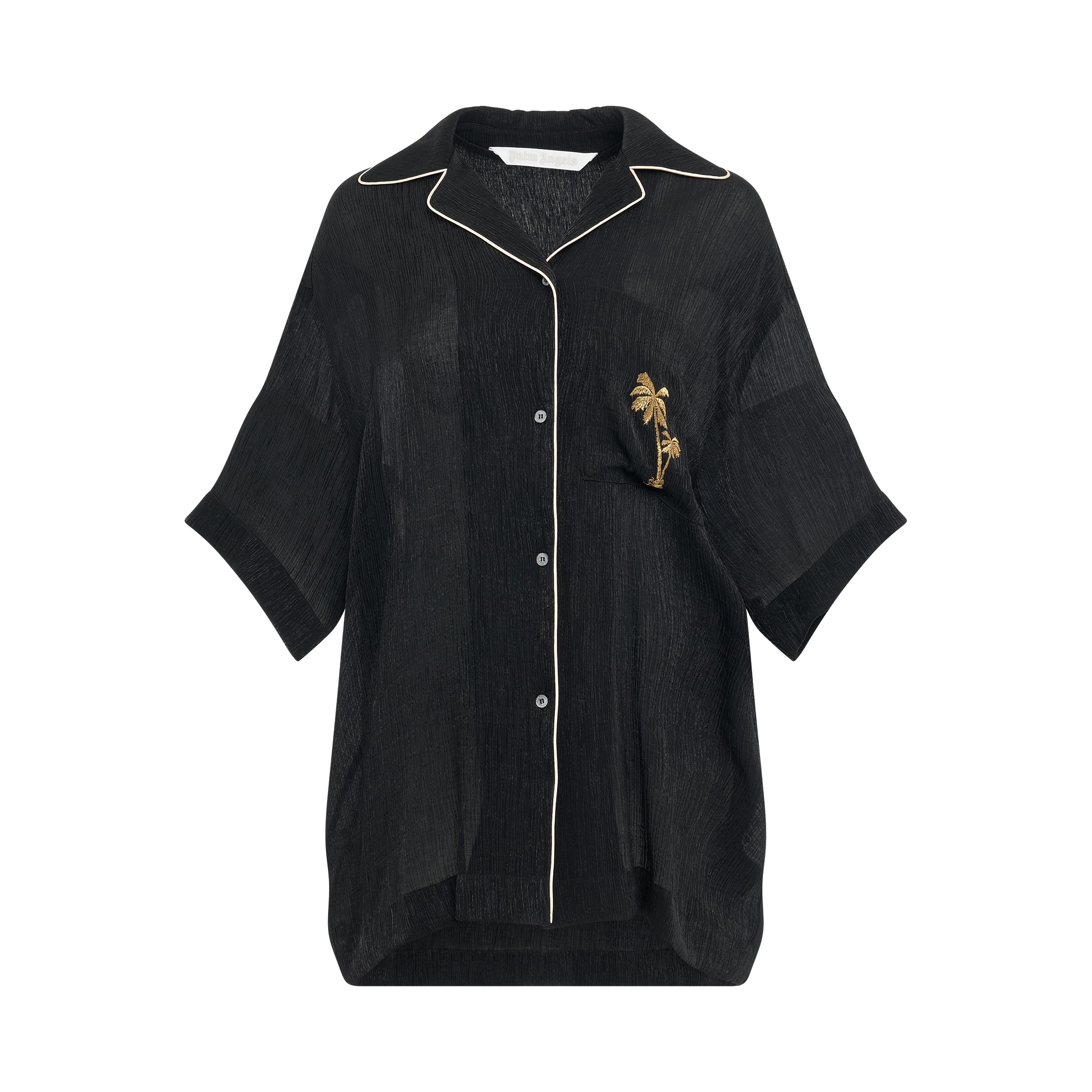 Soiree Logo-Embroidered Bowling Shirt in Black/Gold