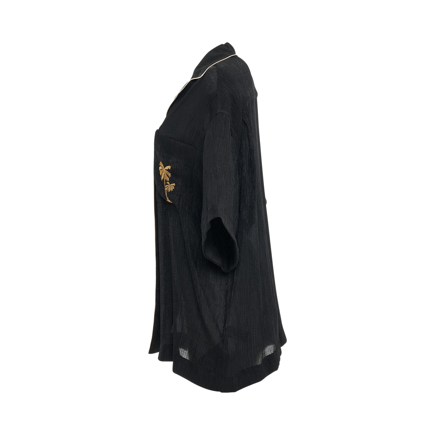 Soiree Logo-Embroidered Bowling Shirt in Black/Gold