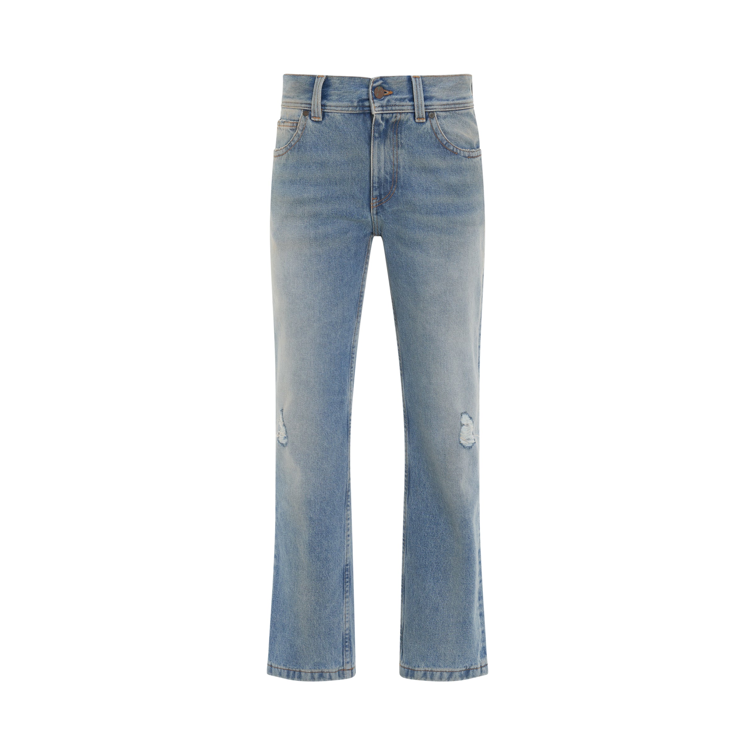 L Wash Straight Leg 5 Pockets Jeans in Light Blue