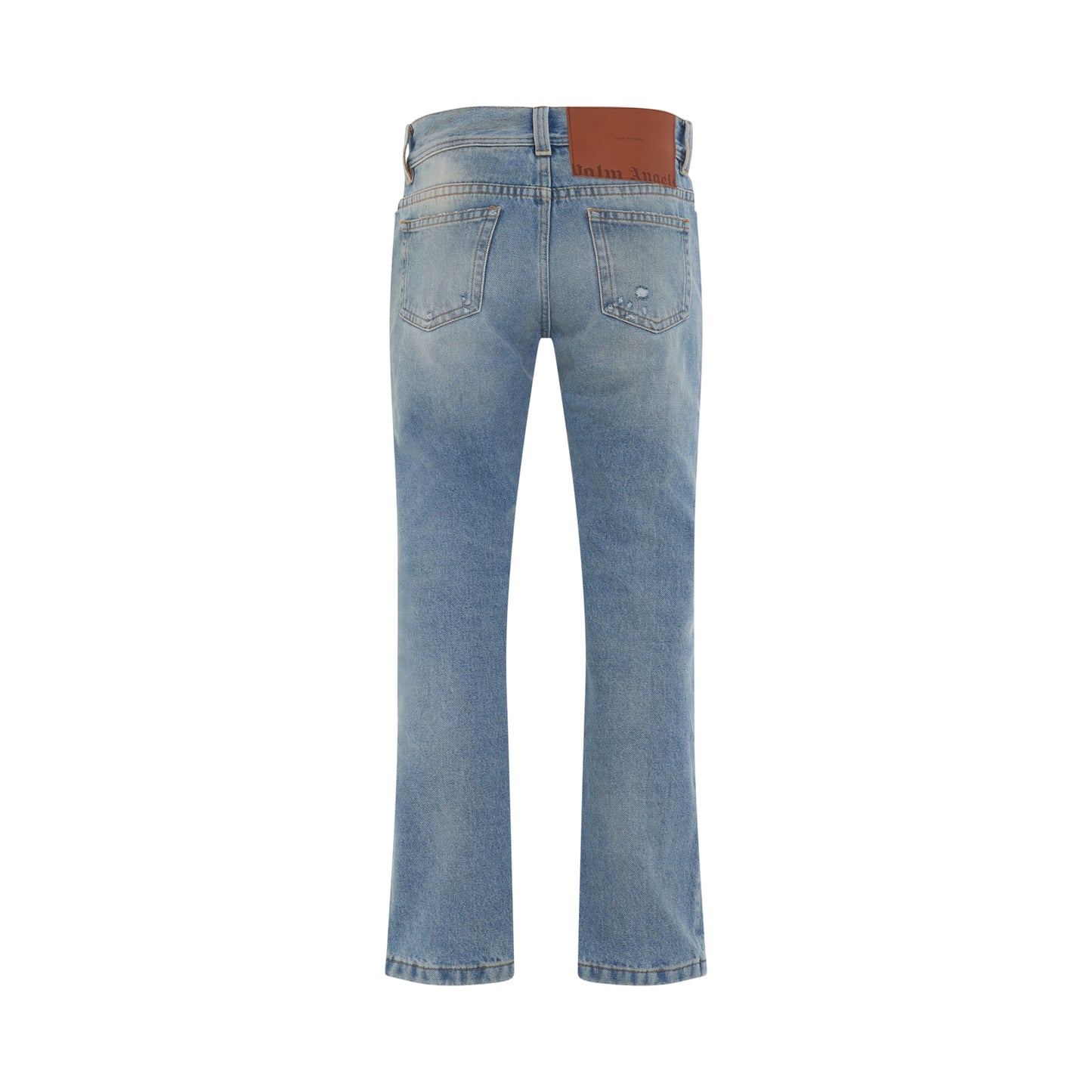 L Wash Straight Leg 5 Pockets Jeans in Light Blue