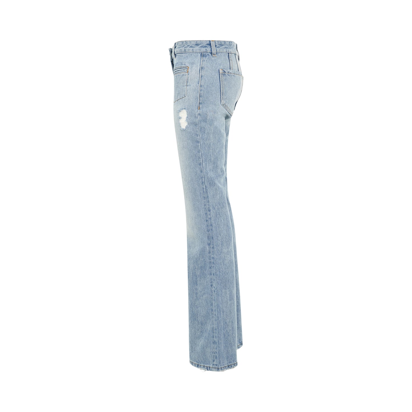 Low-rise Bootcut Denim Pants in Light Blue/Brown