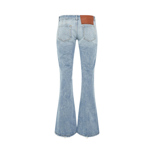 Low-rise Bootcut Denim Pants in Light Blue/Brown