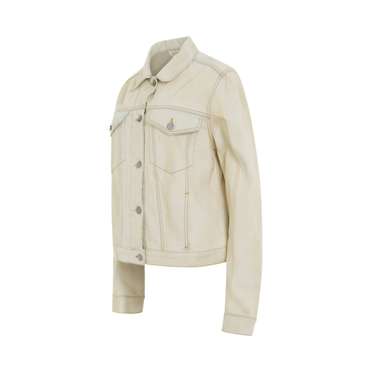 Bull Loose Denim Jacket in Off White/Brown