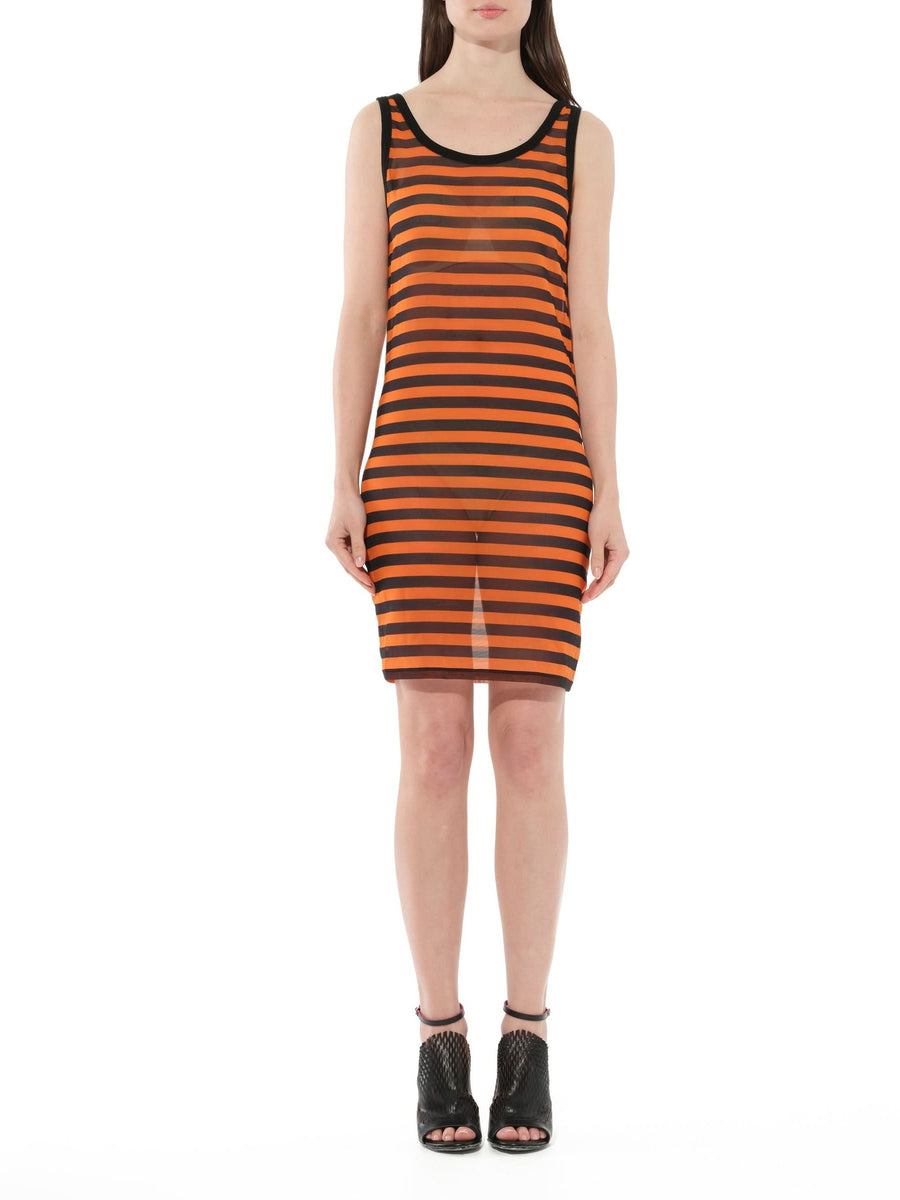 Podium Sleeveless Dress in Black/Orange