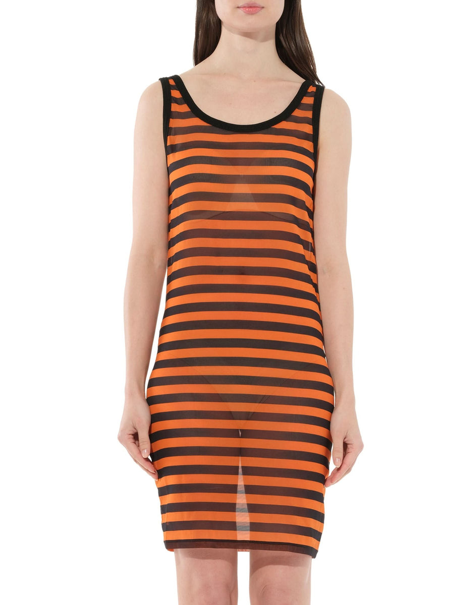 Podium Sleeveless Dress in Black/Orange
