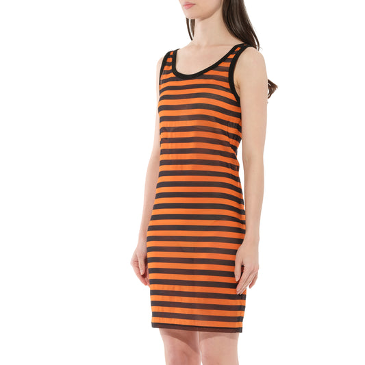 Podium Sleeveless Dress in Black/Orange