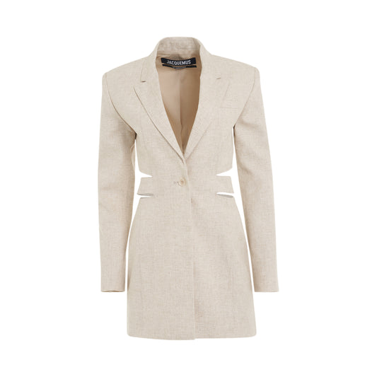 Bari Blazer Mini Dress in Light Beige