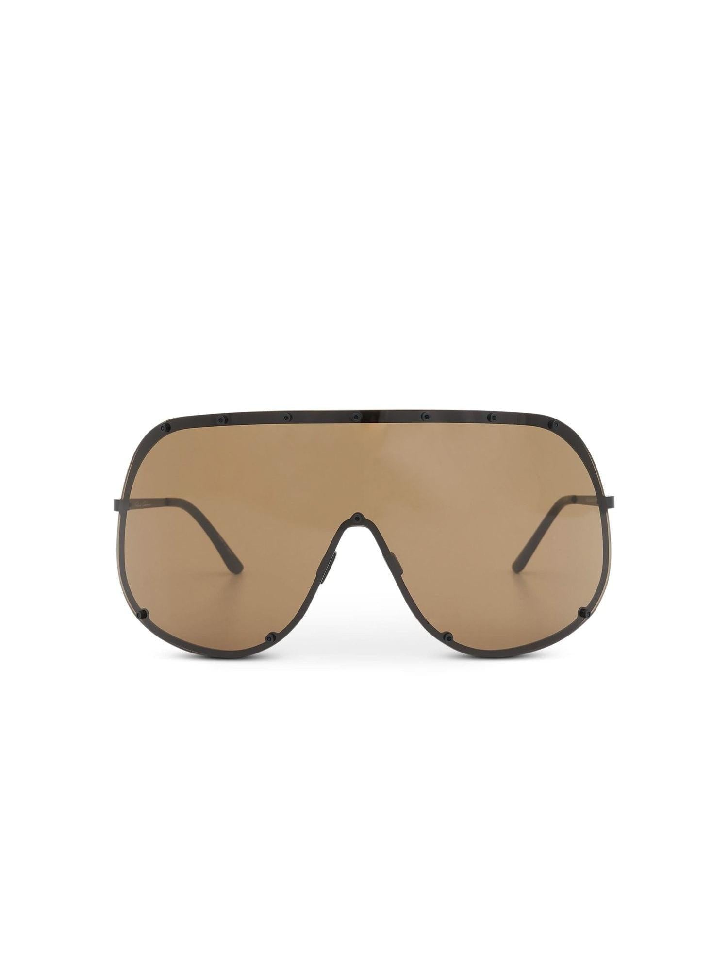 Rick Owens Oversized Shield Sunglasses in Brown