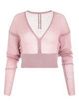 Long Sleeve V Knit Sweater in Dusty Pink