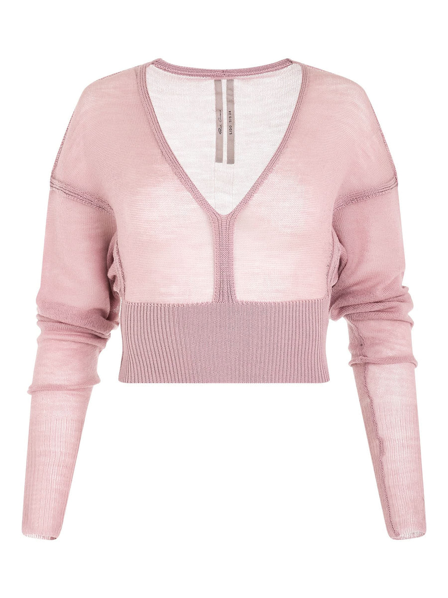 Long Sleeve V Knit Sweater in Dusty Pink