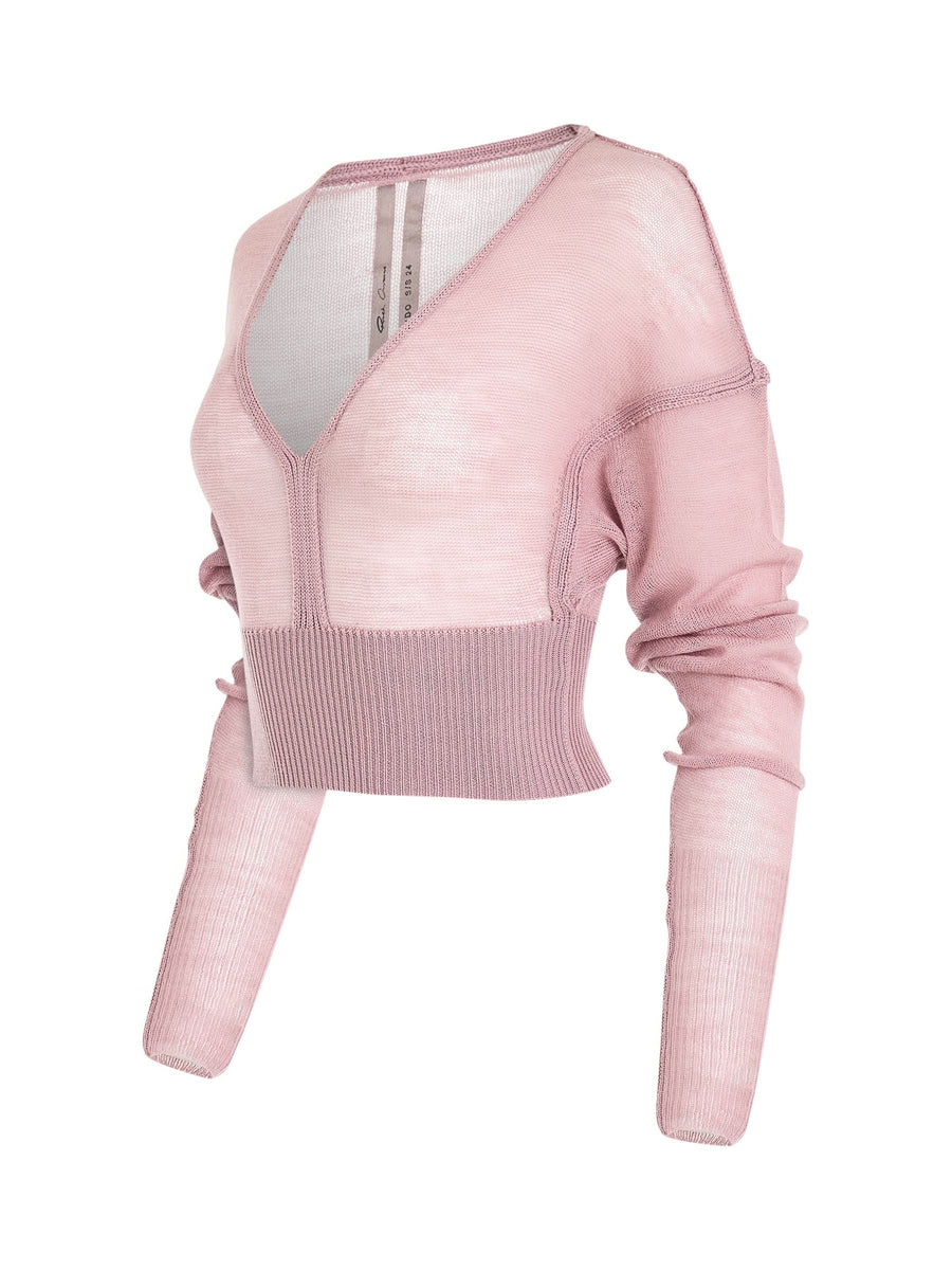 Long Sleeve V Knit Sweater in Dusty Pink